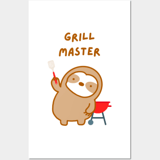 Grill Master Summer Cookout Sloth Posters and Art